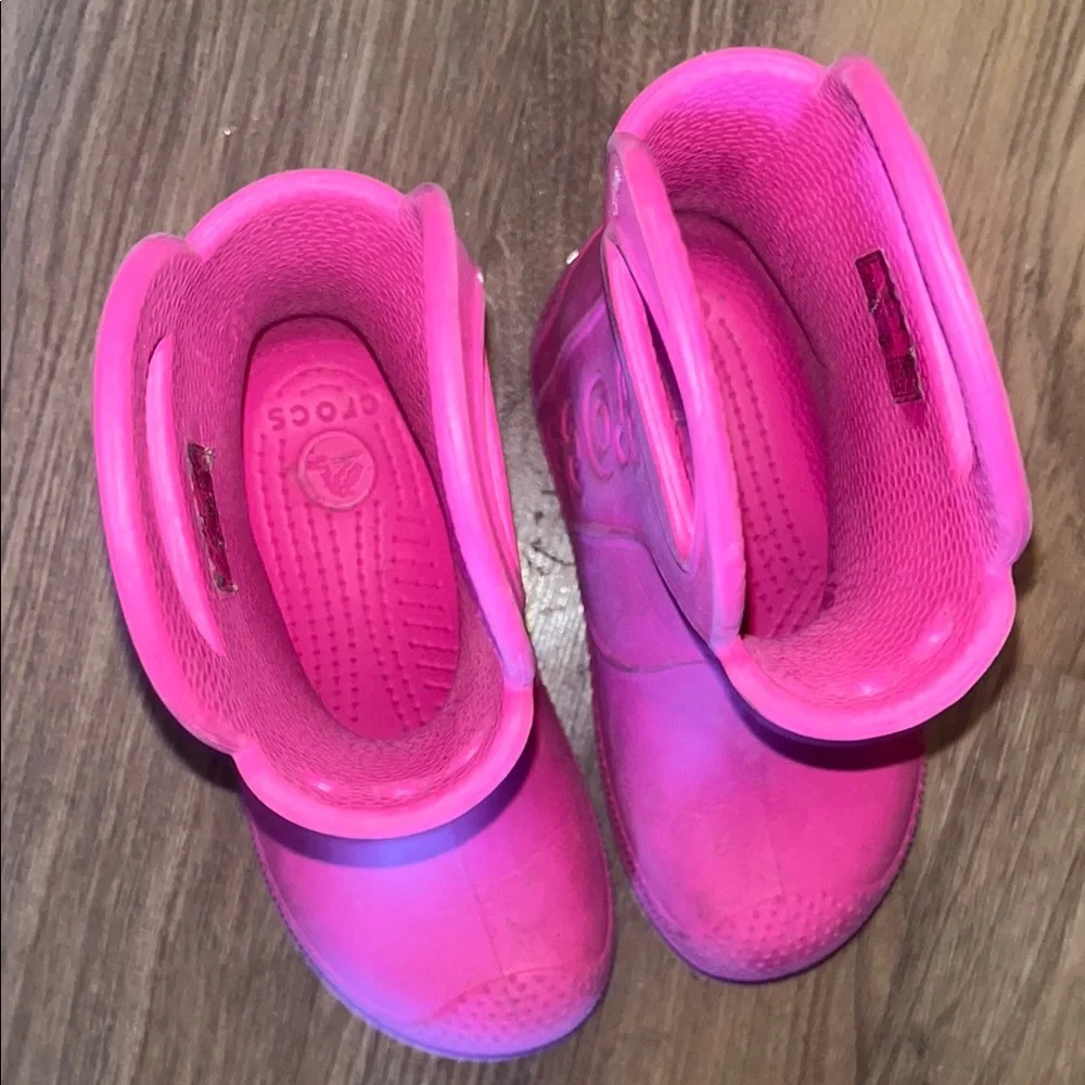 CROCS Pink Rain & Snow Boots Waterproof Mid-Calf